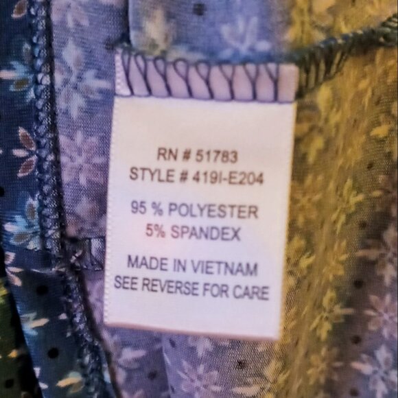 Maurice's Women's Large Blue & Black Short-sleeved Blouse with Black Bow - Picture 7 of 8